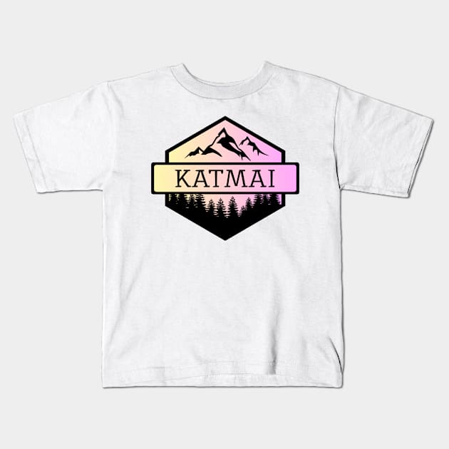 Katmai National Park Alaska Mountains and Trees Kids T-Shirt by B & R Prints